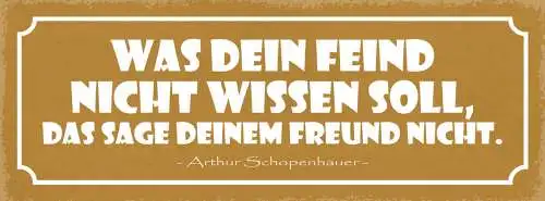 Schild Was Dein Feind Nicht Wissen Soll Das Sage Deinem Freund Nicht 27x10