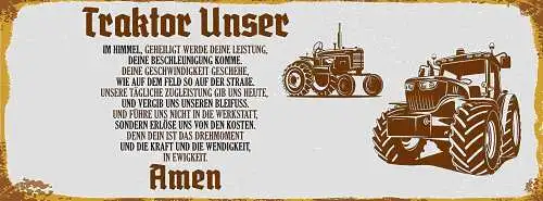 Schild Traktor Unser Im Himmel Gebet Amen Bauer Bauernhof 27x10 Blech od.Holz