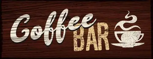 Schild Coffee Bar Kaffee Trinken Café Lokal Theke Diner 27x10 Blech od.Holz