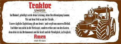 Schild Traktor Unser Im Himmel Gebet Amen Bauer Bauernhof 27x10 Blech od.Holz