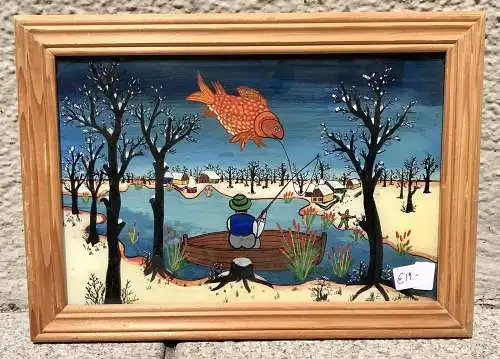 Nostalgie Bild, Fischer, Notiz von 1977, 34,5 x 25cm, (300016)