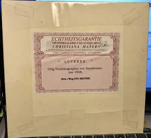 Original Tonlithographie von Sandmann um 1858, Echtheitsgarantie, Luverek,300024