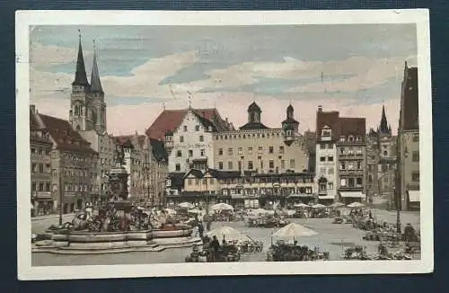 Nürnberg Marktplatz Stadt Kirche Brunnen Statue Bayern Deutschland 401044 TH