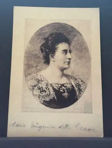 Marie Eugenie della Grazie Dichterin Österreich Porträt Zeichnung JW 650427 C