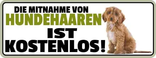 Schild die mitnahme von hunde haare ist kostenlos 27 x 10 blech od. holz