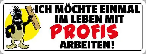 Schild Ich Möchte Einmal Im Leben Mit Profis Arbeiten Arbeit 27x10 Blech od.Holz
