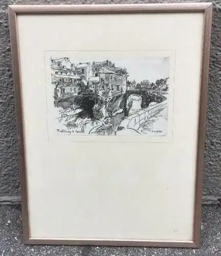 Auguste Lepere Fontenay le Comte Lito 1912   gerahmt 46.5 X  35.5 cm 14540