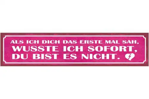 Schild Als Ich Dich Das Erste Mal Sah Wusste Ich Sofort Du Bist Es Nicht 46 x 10