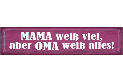 Schild Mama Weiß Viel Aber Oma Weiß Alles Großmutter 46 x 10 Blech od. Holz