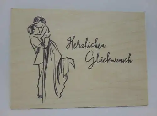 Holzpostkarte magnetisch Herzlichen Glückwunsch Brautpaar 14x10 Birkenholz 50278