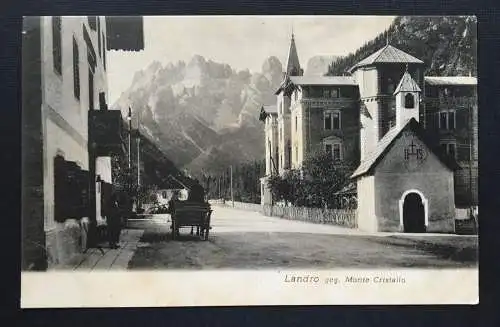 Landro gegen Monte Cristallo Pferdekutsche Kirche Alpen Italien 400904 TH