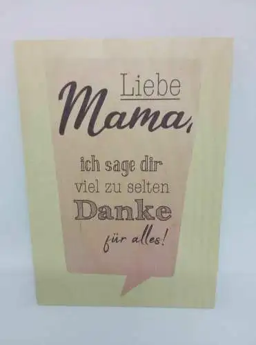 Nostalgie Holzpostkarte magnetisch "Liebe Mama..." Spruch s. Bild 14x10