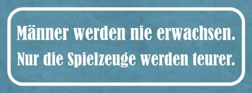 Schild Männer Werden Nie Erwachsen Nur Die Spielsachen Werden Teurer 27x10