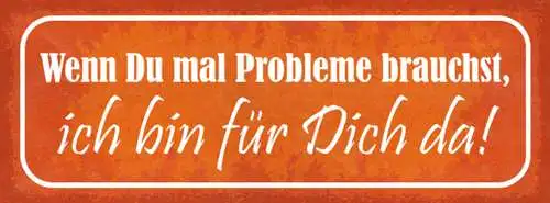 Schild Wenn Du Mal Probleme Brauchst Ich Bin Für Dich Da 27x10 Blech od.Holz