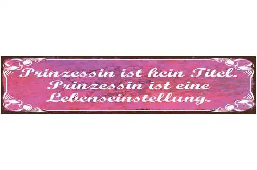 Schild Prinzessin Ist Kein Titel Es Ist Eine Lebenseinstellung 46 x 10