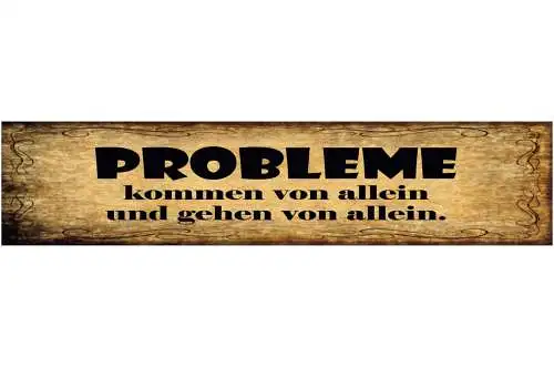 Schild Probleme Kommen Von Allein Und Gehen Von Allein 46 x 10 Blech od. Holz