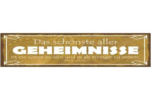 Schild Das Schönste Aller Geheimnisse Ein Genie Zu Sein Als Einziger Zu Wissen