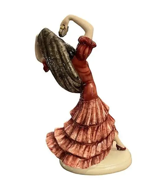 Porzellanfigur  Keramos Wien Tänzerin um 1940 H/B/T 30x20x13cm  A01 1