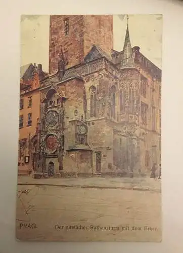 Praha Prag Rathausturm Aquarell 50329