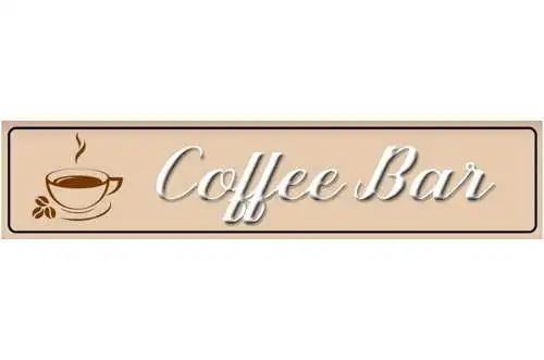 Schild Coffee Bar Café Kaffee Haus Trinken Tasse Kuchen 46 x 10 Blech od. Holz