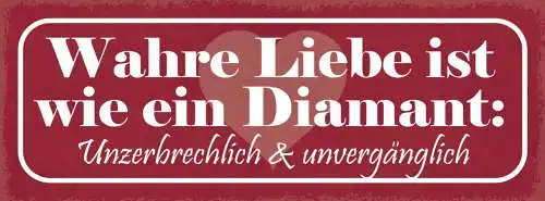 Schild Wahre Liebe Ist Wie Ein Diamant Unzerbrechlich & Unvergänglich 27x10