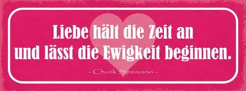 Schild Liebe Hält Die Zeit An & Lässt Die Ewigkeit Beginnen 27x10 Blech od.Holz