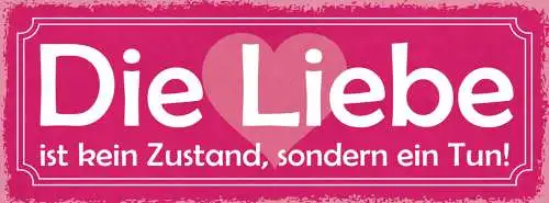 Schild Die Liebe Ist Kein Zustand Sondern Ein Tun Ehe Paar 27x10 Blech od.Holz