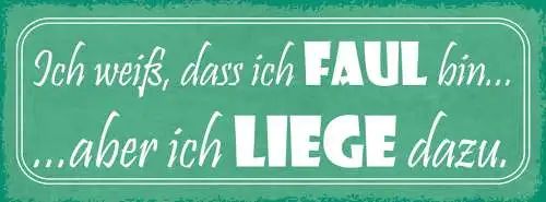 Schild Ich Weiß Dass Ich Faul Bin Aber Ich Liege Dazu 27x10 Blech od.Holz