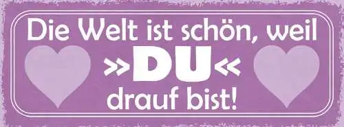 Schild die welt ist schön weil du drauf bist liebe ehe paar 27x10 blech od.holz