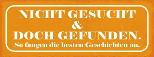 Schild nicht gesucht & doch gefunden so fangen die besten geschichten an 27x10