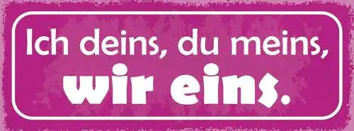 Schild ich deins du meins wir eins liebe beziehung ehe paar 27x10 blech od.holz