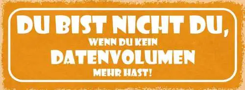 Schild du bist nicht du wenn du kein datenvolumen mehr hast 27x10 blech od.holz