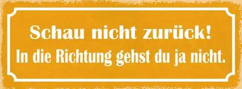 Schild schau nicht zurück in die richtung gehst du ja nicht 27x10 blech od.holz
