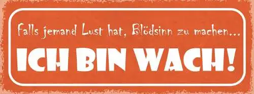 Schild falls jemand lust hat blödsinn zu machen ich bin wach quatsch 27x10