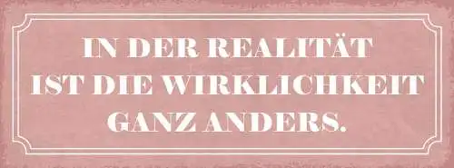 Schild in der realität ist die wirklichkeit ganz anders 27x10 blech od.holz