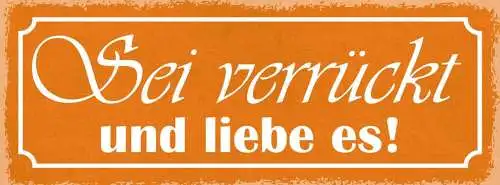 Schild sei verrückt & liebe es ungewöhnlich einzigartig 27x10 blech od.holz