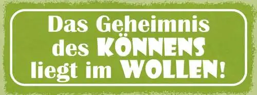 Schild das geheimnis des könnens liegt im wollen möchten 27x10 blech od.holz