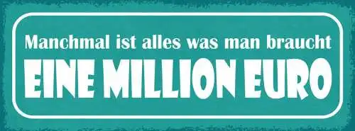 Schild manchmal ist alles was man braucht eine million euro 27x10 blech od.holz