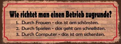 Schild Wie Richtet Man Einen Betrieb Zugrunde Frauen Spielen Computer 27x10