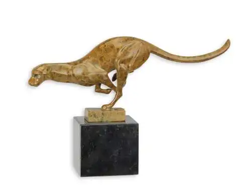 Skulptur Bronze Puma Marmorsockel H 19.4 X L 31.3   NLBE-31
