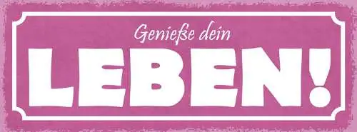 Schild Genieße Dein Leben Glück Freude Freizeit Liebe Arbeit 27x10 Blech od.Holz