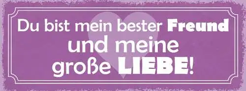 Schild Du Bist Mein Bester Freund & Meine Große Liebe Ehe 27x10 Blech od.Holz