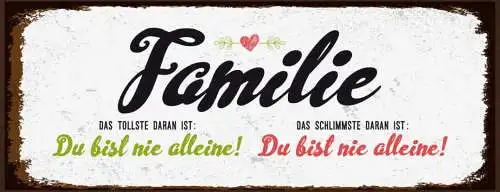 Schild Familie Das Tollste Daran Schlimmste Daran Du Bist Nie Alleine 27x10
