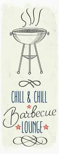 Schild Chill & Chill BBQ Lounge Grillen Entspannen Erholung 27x10 Blech od.Holz