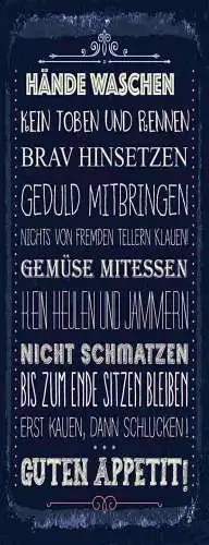 Schild guten appetit hände waschen nicht schmatzen kauen 27x10 blech od.holz