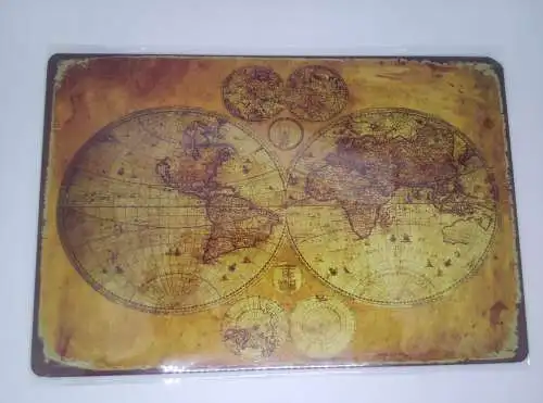 Nostalgie Retro Blechschild Weltkarte 30x20 50515