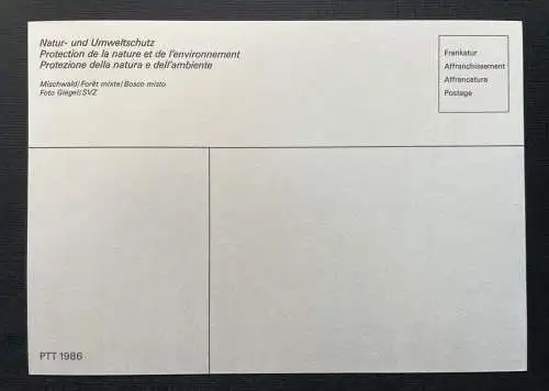 Brief Wald AR Natur Umweltschutz Mischwald 1986 Schweiz ca.14,9x10,4cm 410322