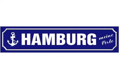 Schild Hamburg Perle Stadt Deutschland Ort Straße Platz 46 x 10 Blech od. Holz