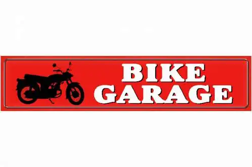 Schild Bike Garage Motorrad Biker Fahrer Werkstatt Bike 46 x 10 Blech od. Holz