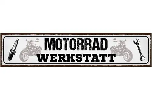 Schild Motorrad Werkstatt Mechaniker Bastler Bike Biker 46 x 10 Blech od.Holz